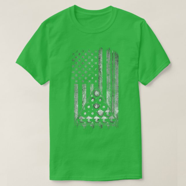 T-shirt Drapeau américain du joueur de pool (Design devant)
