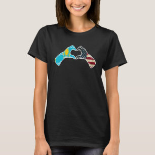 T-shirt Drapeau américain du Kazakhstan - Cœur kazakh amér