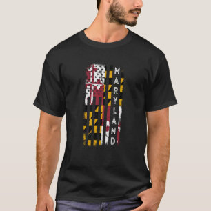 T-shirt Drapeau américain du Maryland Drapeau de l'État du