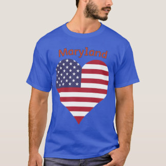 T-shirt Drapeau américain du Maryland en forme de cœur