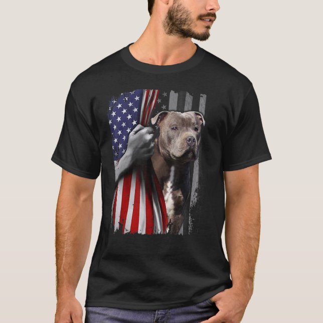 T-shirt Drapeau américain du Patriotique Staffordshire Bul (Devant)