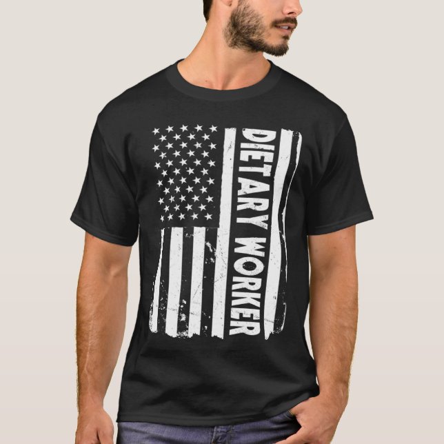 T-shirt Drapeau américain du travailleur alimentaire (Devant)