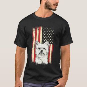 T-shirt Drapeau américain du Yorkshire Terrier 4 juillet 