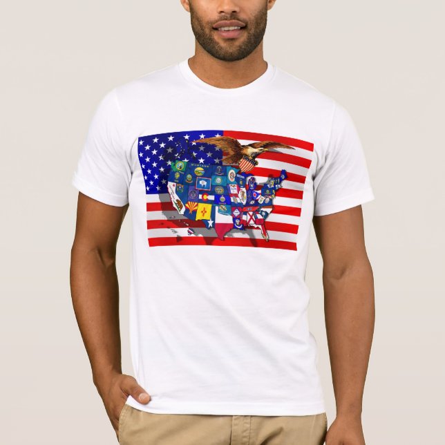 T-shirt Drapeau américain Eagle chauve d'Eagle d'Américain (Devant)