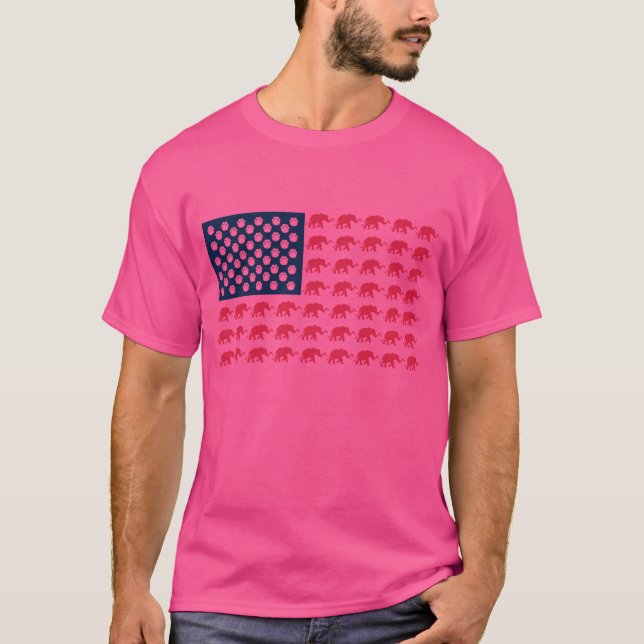 T-shirt Drapeau américain éléphant (Devant)