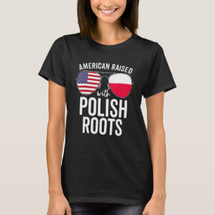 T-shirt Drapeau Américain Élevé Avec Racines Polonaises Us