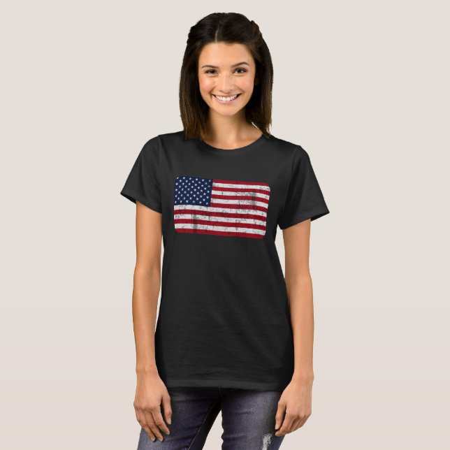 T-shirt Drapeau américain en détresse (Devant entier)
