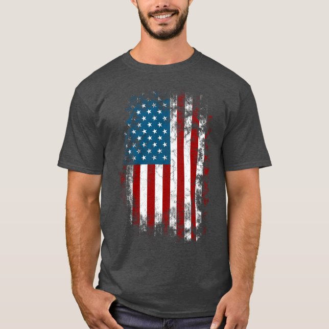 T-shirt Drapeau américain en détresse (Devant)