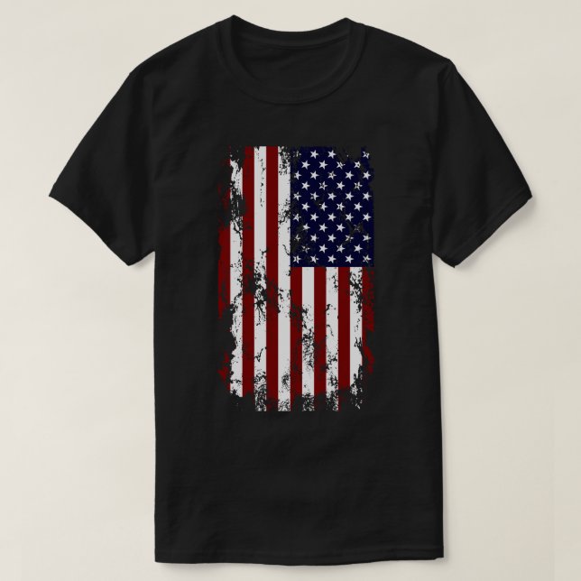 T-shirt Drapeau américain en détresse (Design devant)