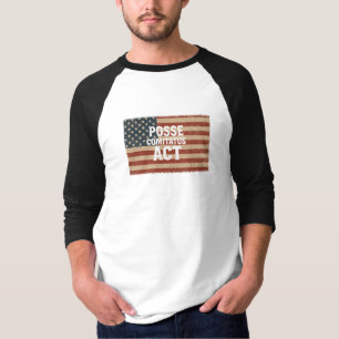 T-shirt Drapeau américain en détresse avec Posse Comitatus