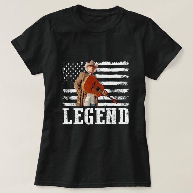 T-shirt Drapeau américain en détresse Dwight Yoakam Singer (Design devant)