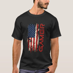 T-shirt Drapeau américain en détresse Vi gamer patriotique