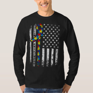 T-shirt Drapeau américain en sensibilisation sur l'autisme