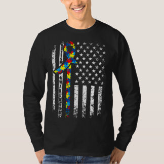 T-shirt Drapeau américain en sensibilisation sur l'autisme