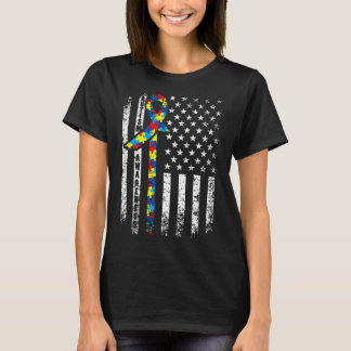T-shirt Drapeau américain en sensibilisation sur l'autisme