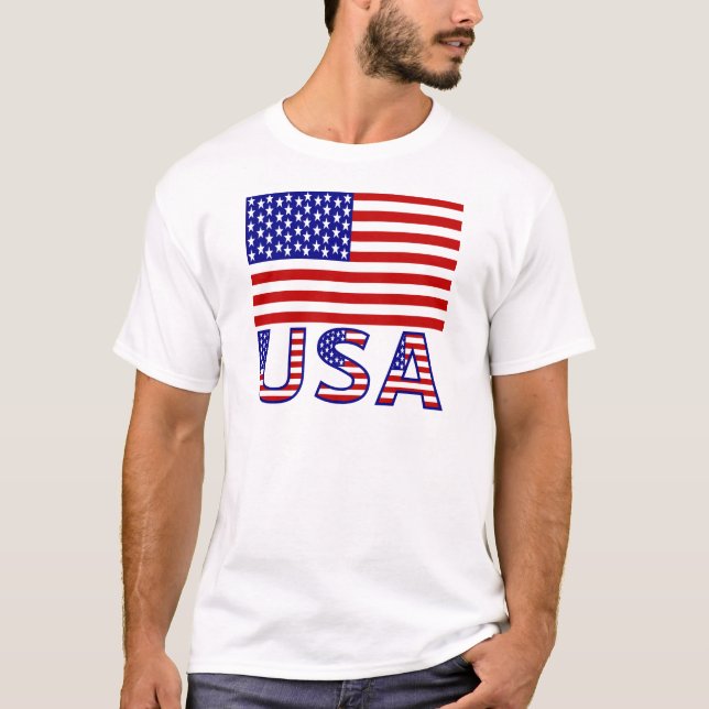 T-shirt Drapeau américain et américain (Devant)