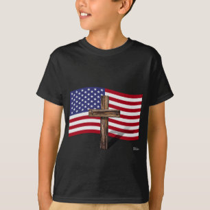 T-shirt Drapeau américain et croix robuste