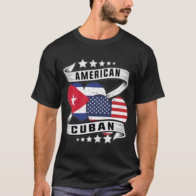 T-shirt Drapeau américain et cubain Demi cubain demi-améri (Devant)