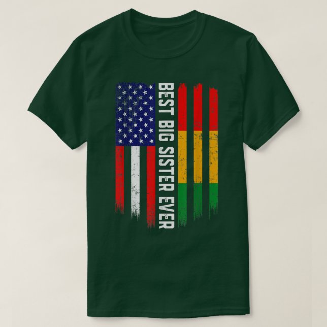 T-shirt Drapeau américain et drapeau de Guinée Meilleure g (Design devant)