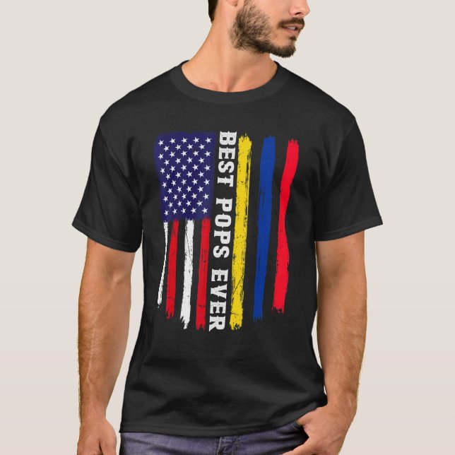 T-shirt Drapeau américain et drapeau de la Colombie Meille (Devant)