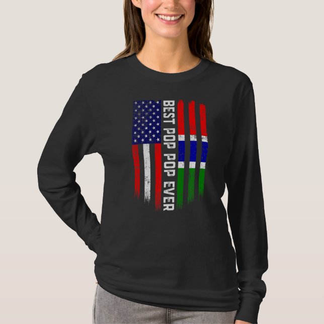 T-shirt Drapeau américain et drapeau de la Gambie meilleur (Devant)