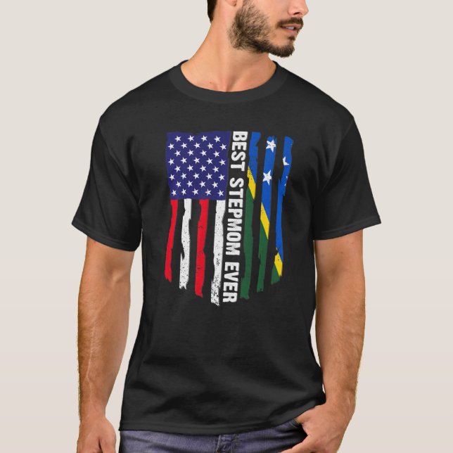 T-shirt Drapeau américain et drapeau des Îles Salomon Meil (Devant)