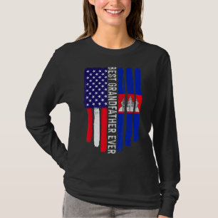 T-shirt Drapeau américain et drapeau du Cambodge Meilleur 