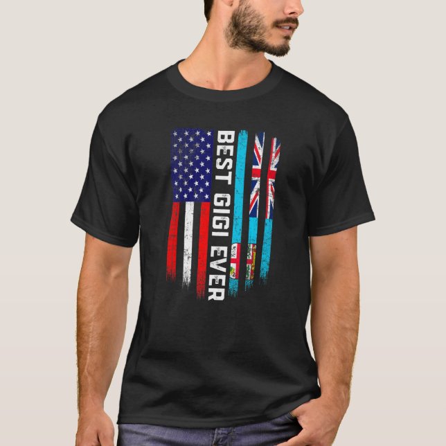 T-shirt Drapeau américain et drapeau fidjien Meilleure fam (Devant)