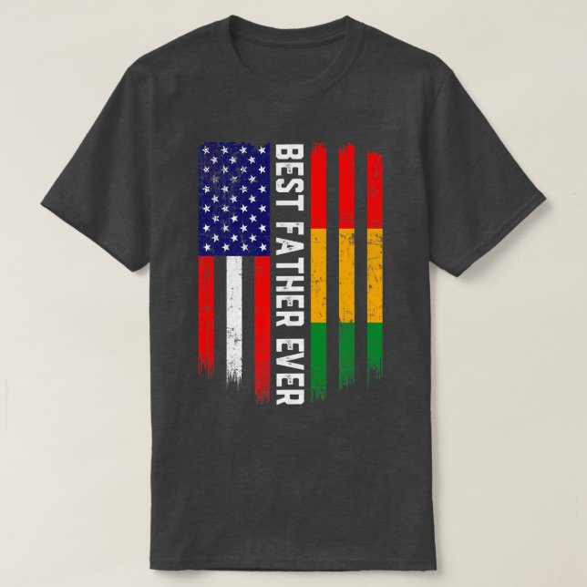 T-shirt Drapeau américain et drapeau guinéen Meilleur Père (Design devant)
