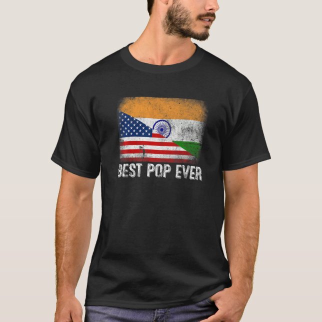 T-shirt Drapeau américain et drapeau indien meilleure fami (Devant)