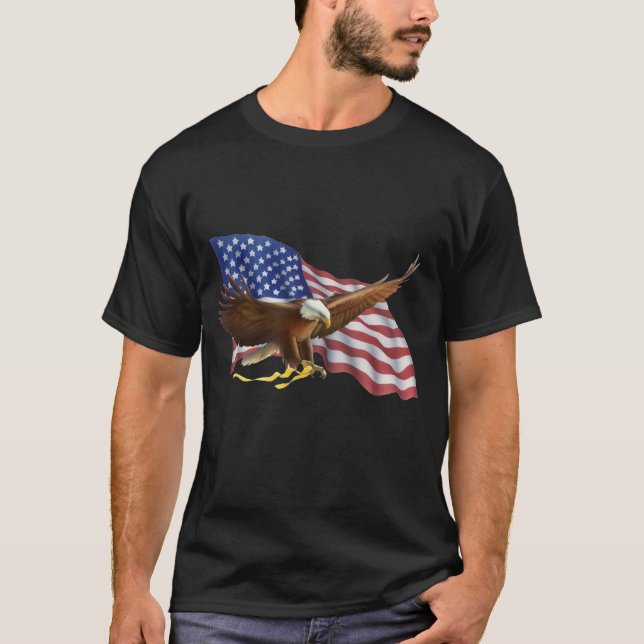 T-shirt Drapeau américain et Eagle (Devant)