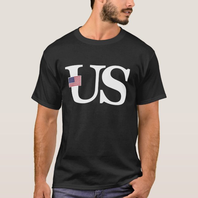 T-shirt Drapeau américain et initiales par pays (Devant)