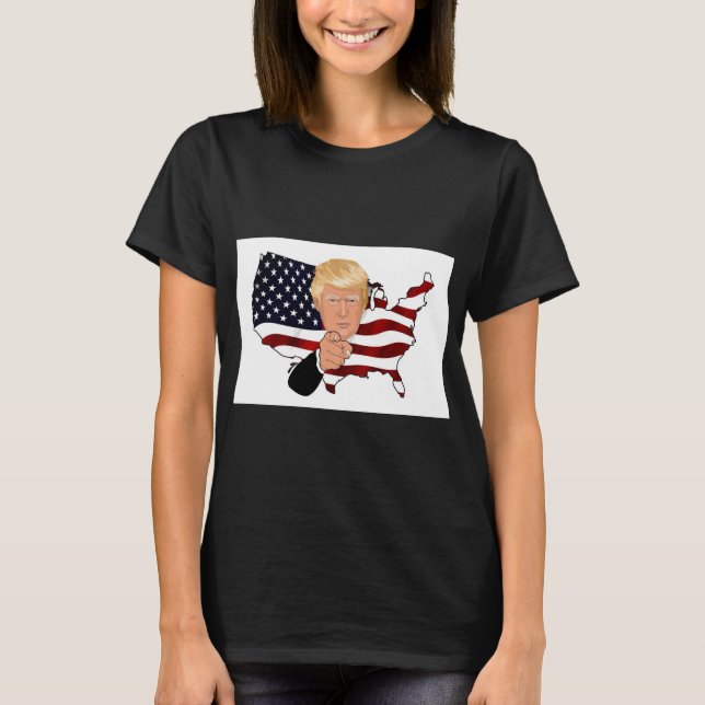 T-shirt Drapeau américain et Président atout (Devant)