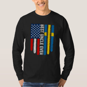 T-shirt Drapeau américain et Suède Drapeau meilleur oncle 