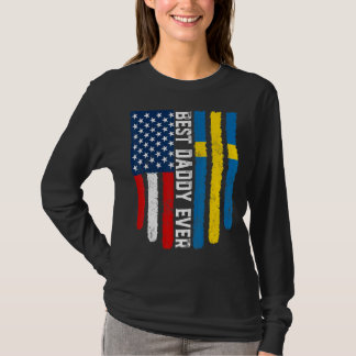 T-shirt Drapeau américain et Suède Drapeau Meilleur Papa J