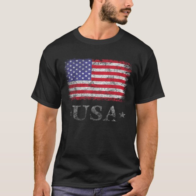 T-shirt Drapeau américain États-Unis d'Amérique US 4e (Devant)