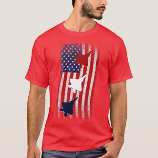 T-shirt Drapeau américain F22 4 juillet Blu blanc rouge