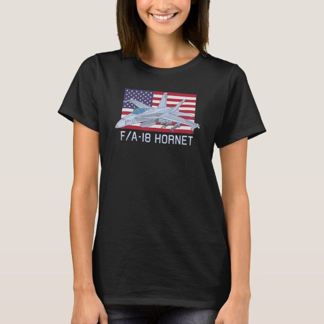 T-shirt Drapeau américain Fa 18 Hornet Jet Fighter Plane (Devant)