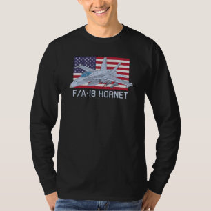 T-shirt Drapeau américain Fa 18 Hornet Jet Fighter Plane