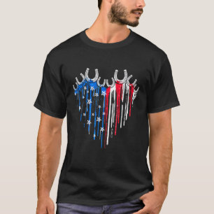 T-shirt Drapeau américain Fête de l'Indépendance Cœur en f