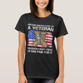 T-shirt Drapeau Américain Fier Fille D'Un Vétéran Militair