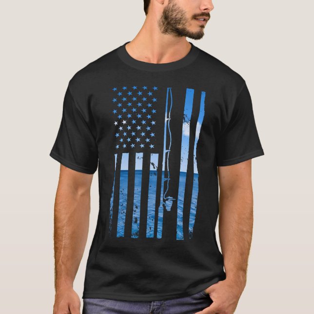 T-shirt Drapeau américain Fisher Pêcheur Funny Bass Fis (Devant)