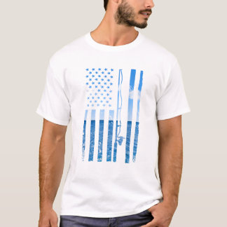 T-shirt Drapeau américain Fisher Pêcheur Funny Bass Fis