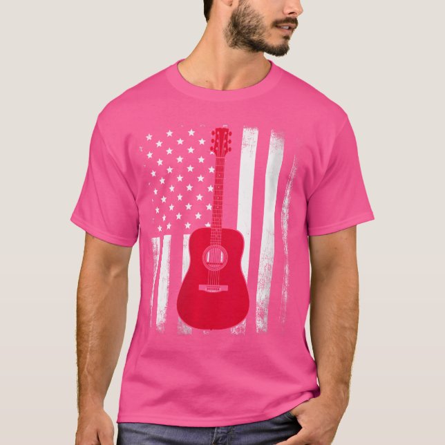 T-shirt Drapeau américain Flag américain de la guitare aco (Devant)