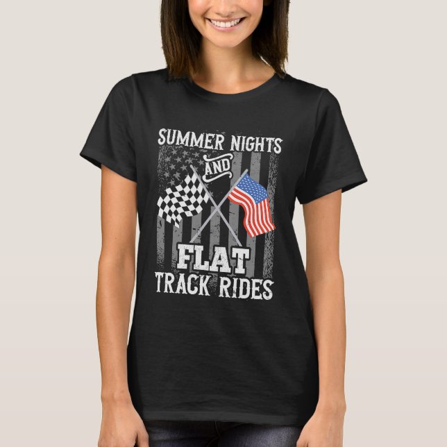 T-shirt Drapeau Américain Flat Track Racing Nuits D'Été Et (Devant)