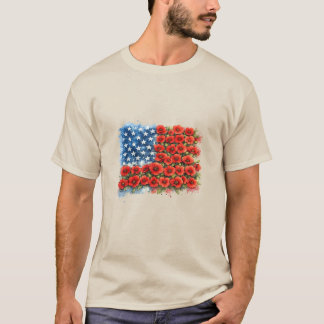 T-shirt Drapeau américain floralFleur patriotique, 4 juill