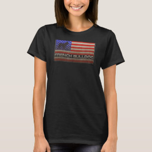 T-shirt Drapeau américain Français Bulldog Frenchie Silhou