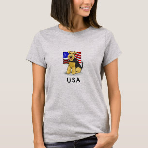 T-shirt Drapeau américain Gallois Terrier Chien mignon Pat