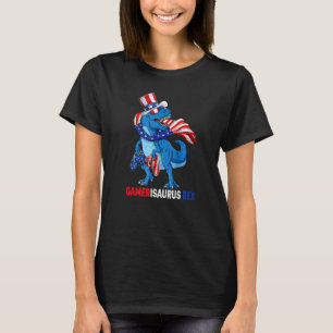 T-shirt Drapeau américain Gamerisaurus Rex Dinosaur Gamer
