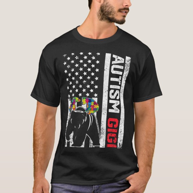 T-shirt Drapeau américain Gigi Bear Sensibilisation sur l' (Devant)